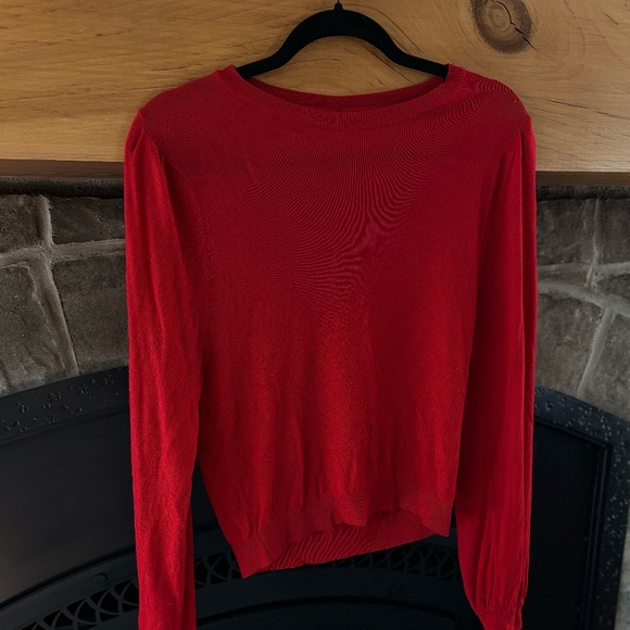 Cherry Red Sweater with Large Back Keyhole Cutout - Picture 1 of 5